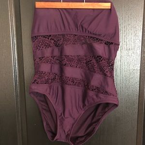 Purple one piece bathing suit